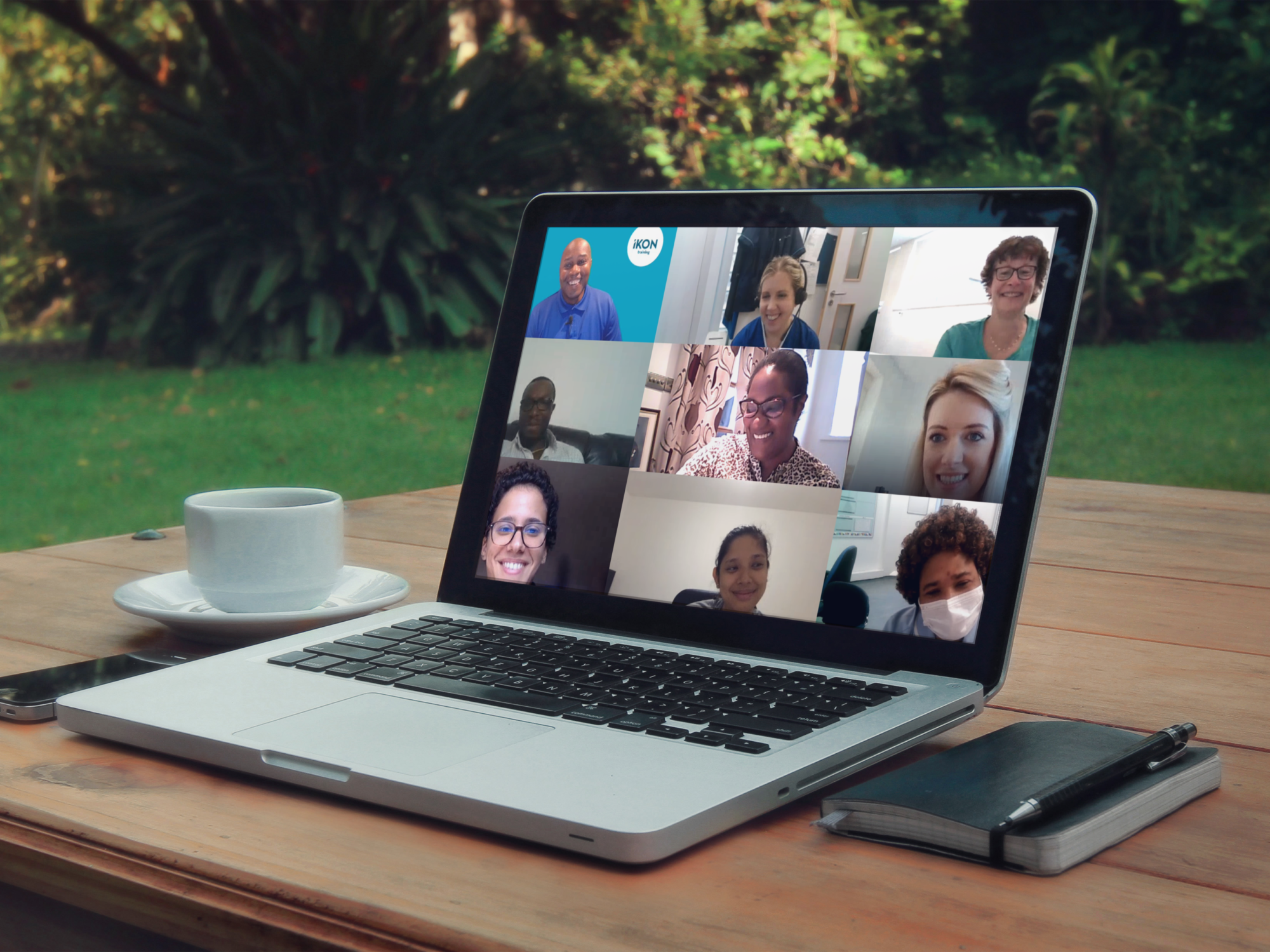 IKON open course taking place from home on a laptop